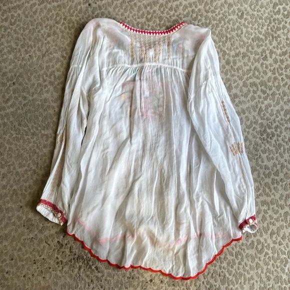 Johnny Was White Floral Embroidered Cupro Blouse, size XL. - Picture 10 of 10